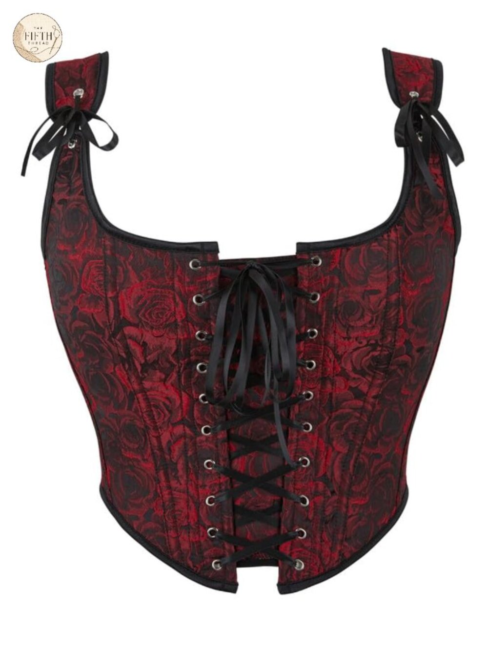 Vintage Renaissance Lace Trim Corset Bustier Asymmetrical Hem